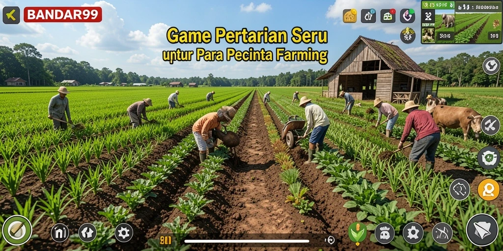 Tangkapan layar gameplay BANDAR99 dengan aktivitas bercocok tanam yang seru.