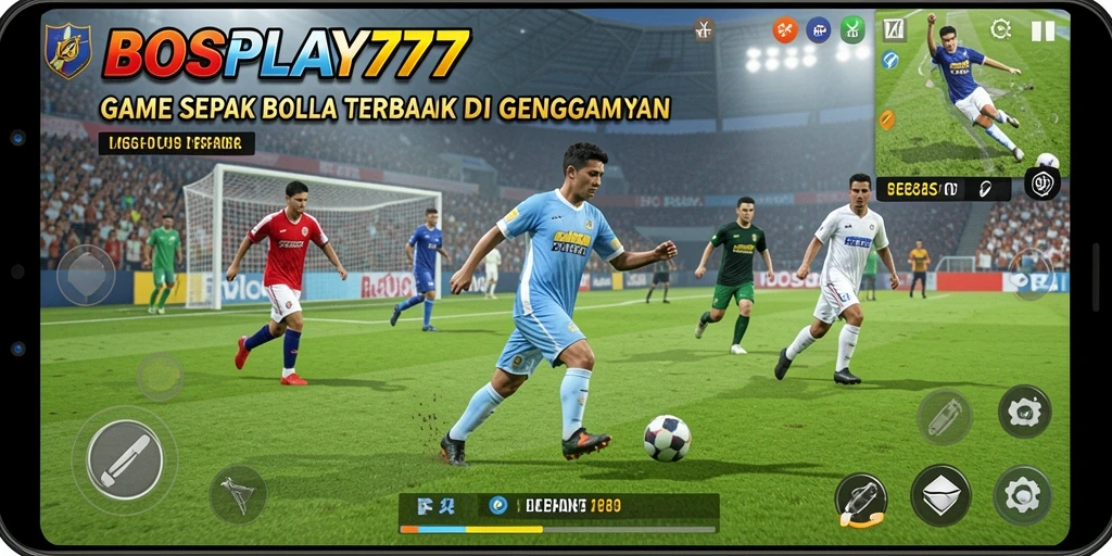 Tampilan gameplay menarik dengan aksi sepak bola menegangkan.