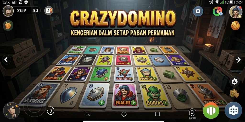 Screenshot gameplay <strong>CRAZYDOMINO</strong> yang menampilkan suasana horror yang mencekam.