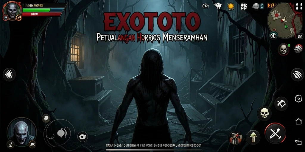 Gambaran gameplay EXOTOTO yang menyeramkan dan menegangkan.
