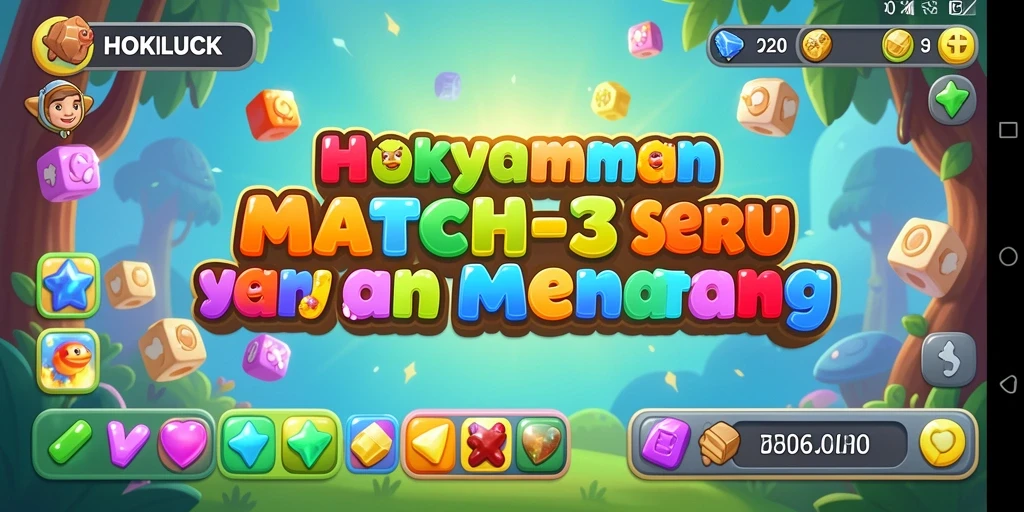 Tangkapan layar HOKILUCK menampilkan gameplay Match-3 yang menegangkan.