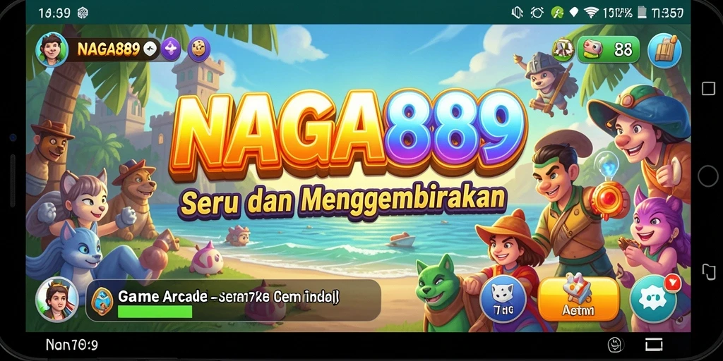 Tampilan screenshot dari gameplay arcade NAGA889 yang penuh warna.
