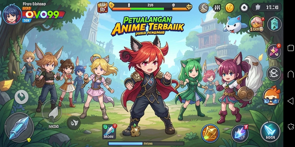 Tampilan gameplay OVO99 yang seru dan berwarna.
