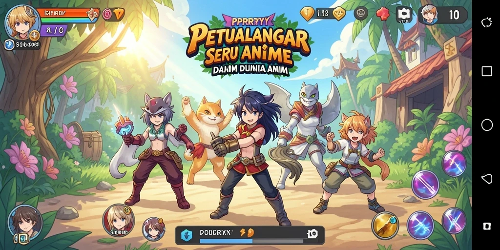 Tangkapan layar utama PPRRYY yang menunjukkan karakter dalam aksi.