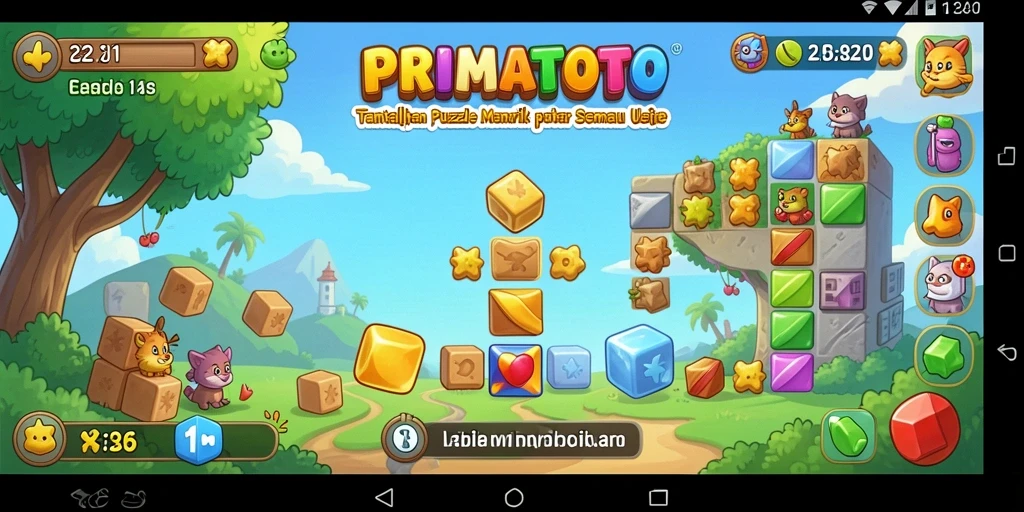 Screenshot PRIMATOTO menunjukkan gameplay Puzzle yang menantang.