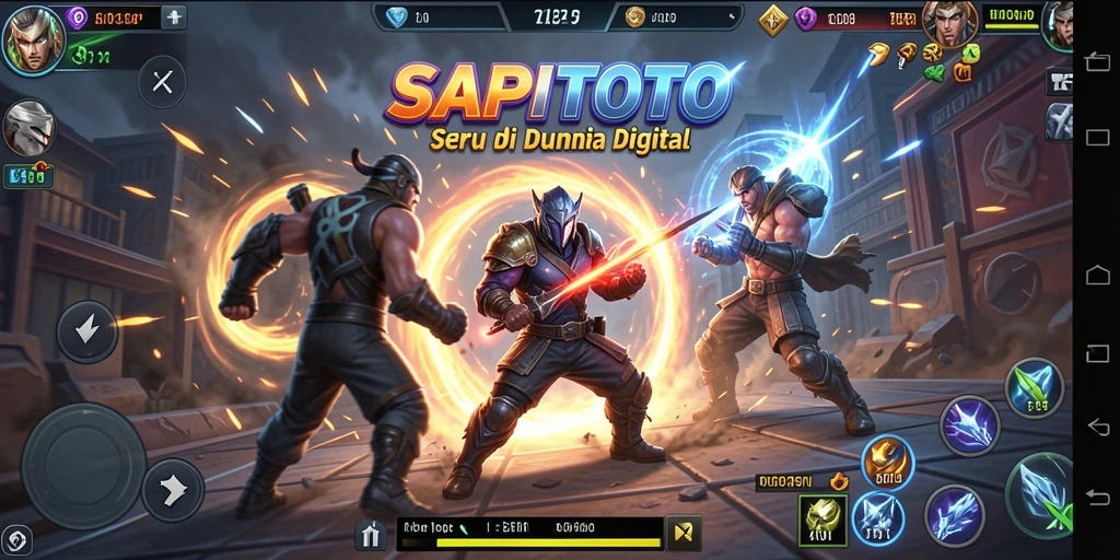 Tampilan gameplay seru dengan pertarungan dinamis dan karakter beragam.