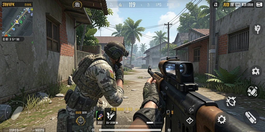 Screenshot gameplay SVIP6 menampilkan aksi tembak-menembak yang intens.