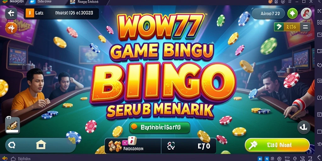 Tangkapan layar utama WOW77 menampilkan gameplay bingo yang dinamis dan seru.